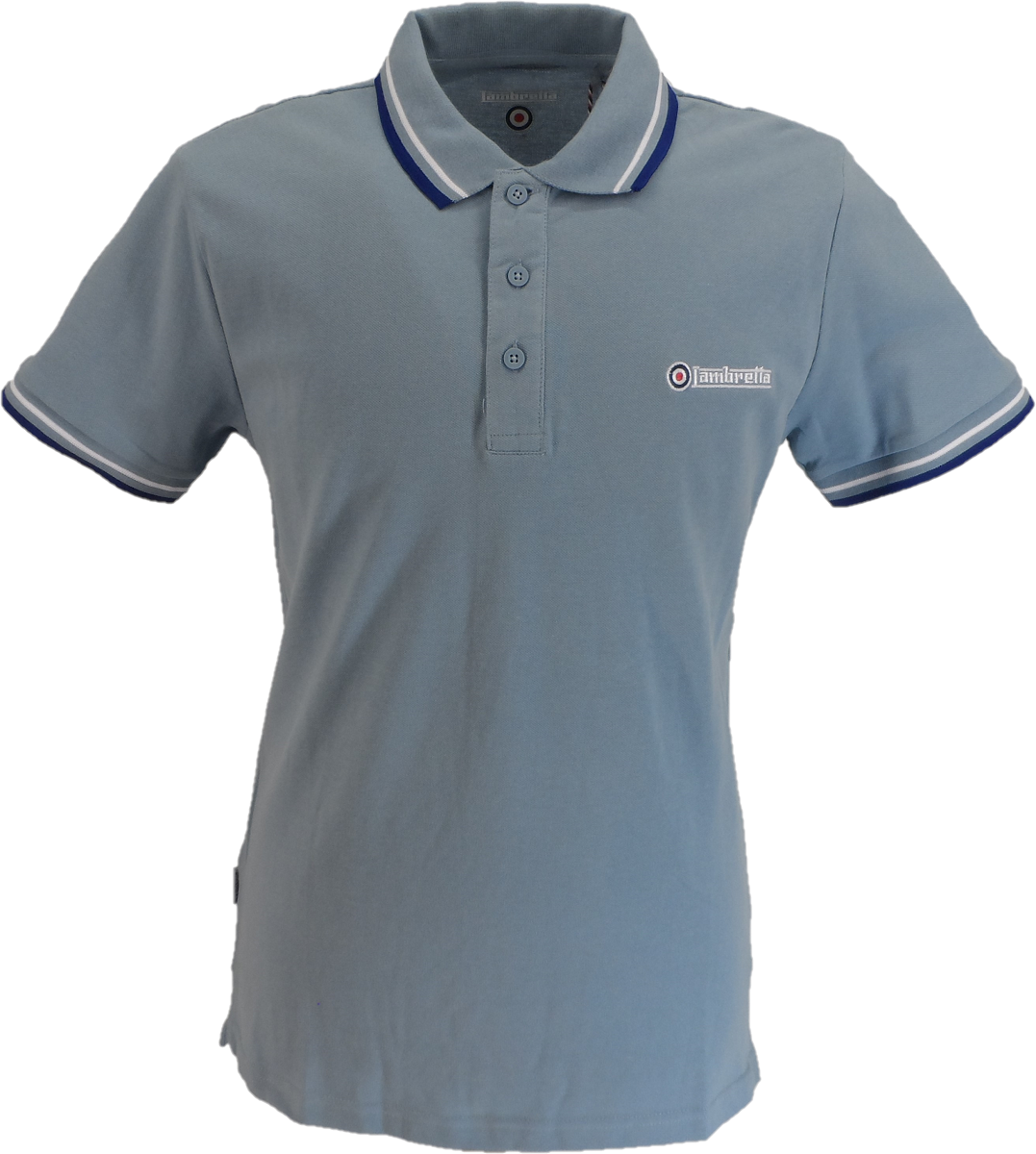 Lambretta Ashley Blue/White/Sodalite Retro Target Logo 100% Cotton Polo Shirts