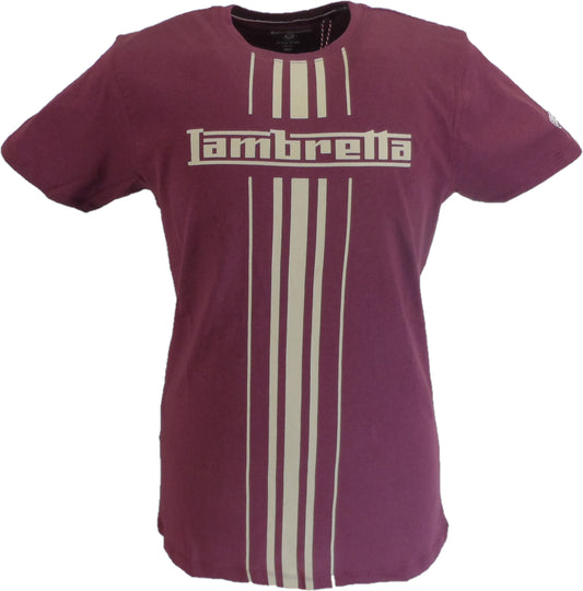 Lambretta Herren-T-Shirt im Retro-Stil, traubenviolett, gestreift