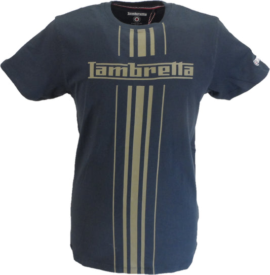 Lambretta marineblau gestreiftes Retro-T-Shirt für Herren