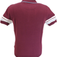 Trojan Records Mens Port Red Zip Striped Knit Polo Shirt