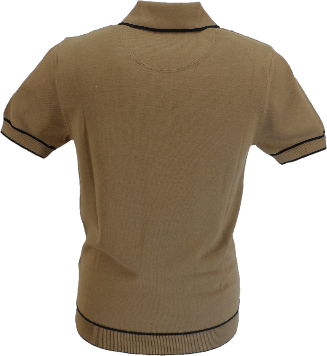 Trojan Records Mens Camel Brown Textured Knitted Polo Shirt