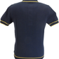 Trojan Mens Navy/Yellow Textured Knitted Polo Shirt