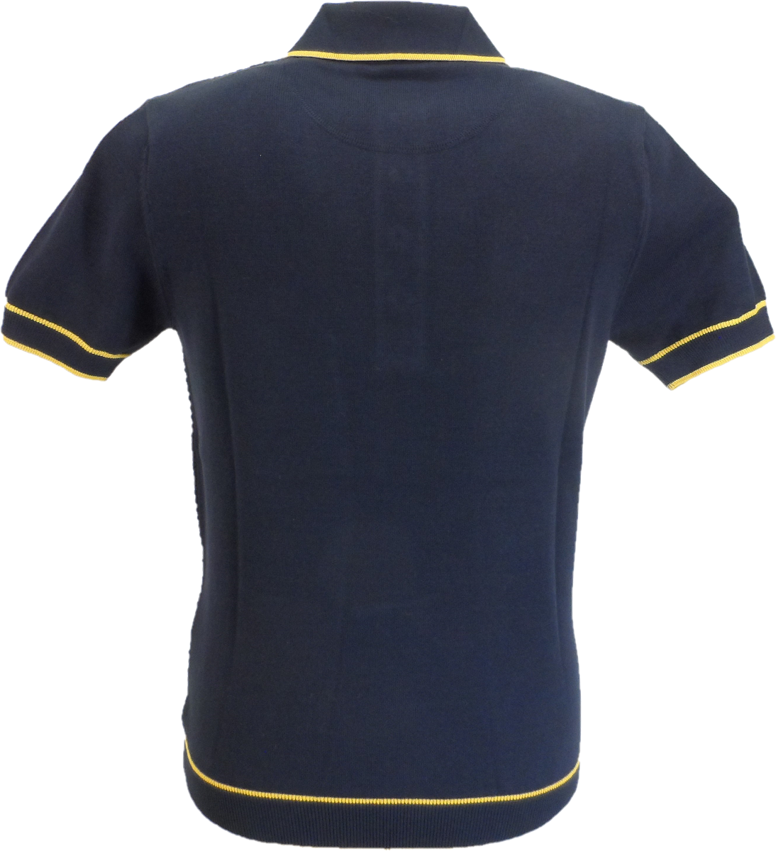 Trojan Mens Navy/Yellow Textured Knitted Polo Shirt