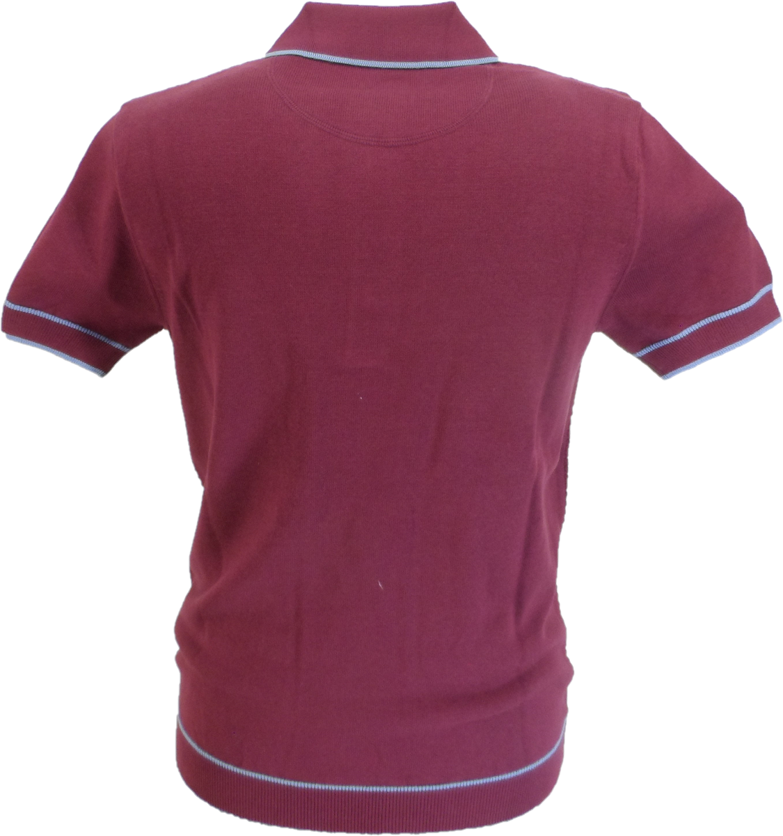 Trojan Records Mens Port Red Textured Knitted Polo Shirt