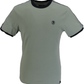 Salbeigrünes Herren-Ringer-T-Shirt aus Baumwolle mit geklebten Ärmeln Trojan Records
