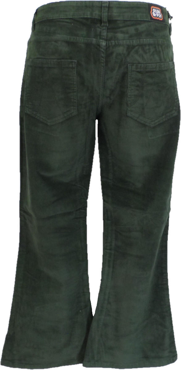 Run & Fly Mens Vintage 60s 70s Retro Forest Green Bell Bottom Super Flares