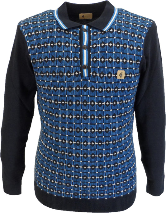 Gabicci polo de punto retro ernest azul marino para hombre