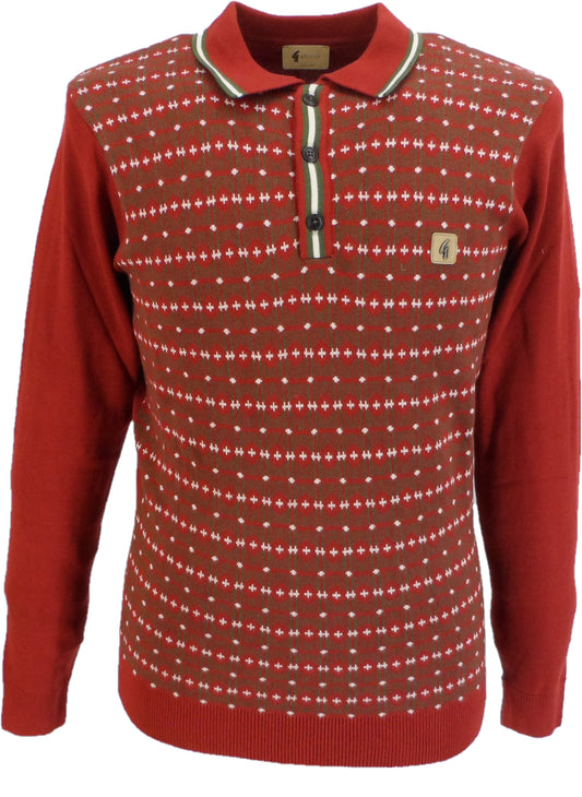 Gabicci Herren Rosso Red Ernest Retro-Strickpolo