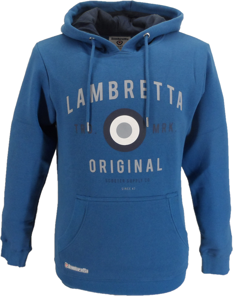 Lambretta Mens Dark Blue Target Logo Hooded Top