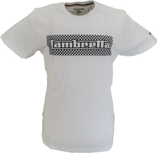 Lambretta Herren-Retro-T-Shirt mit Schachbrettmuster in Weiß/Schwarz