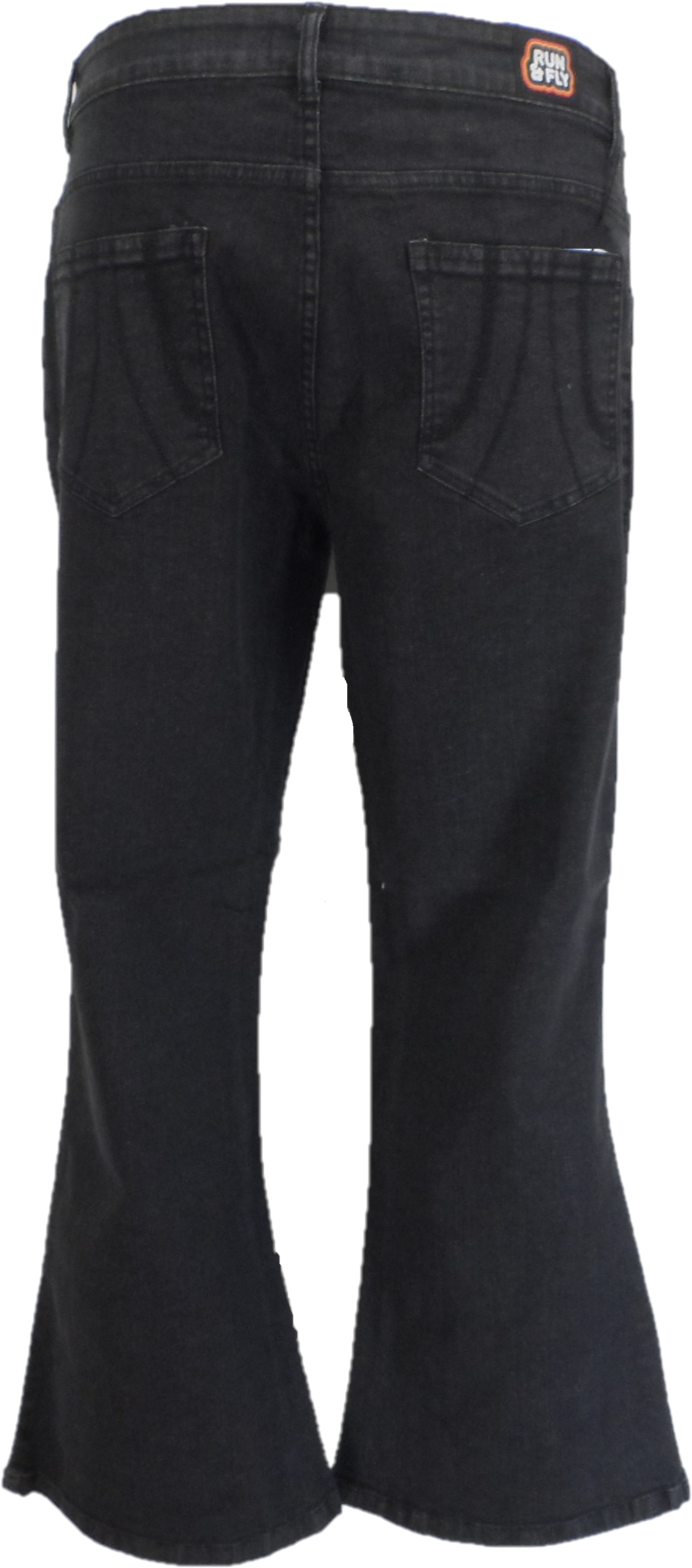 Run & Fly Mens Black Denim Bell Bottom Flares Jeans