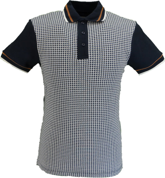 Marineblaues Herren-Poloshirt mit Hahnentrittmuster Ska & Soul