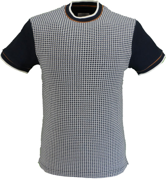 Ska & Soul Mens Navy Blue Houndstooth T Shirts