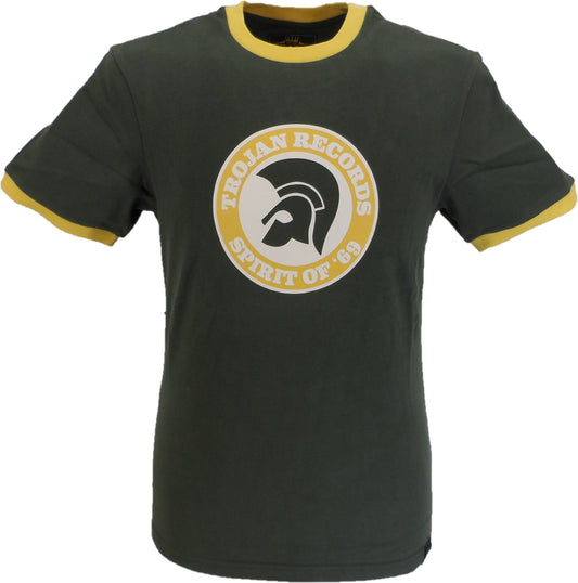 Trojan Records Herren-T-Shirt „Spirit of 69“, 100 % Baumwolle, pfirsichfarben, Armeegrün