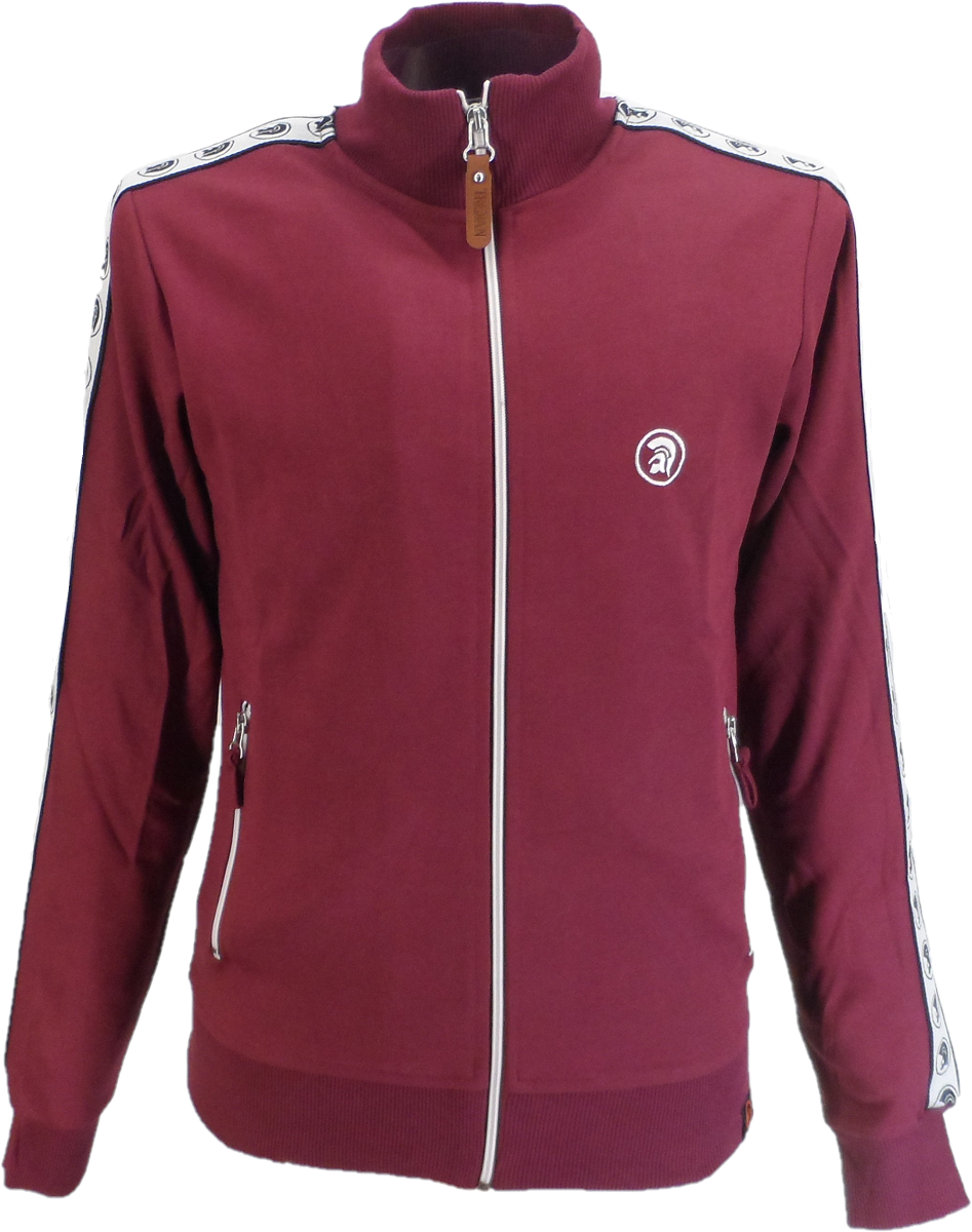 Trojan Records Mens Port Red Taped Sleeve Retro Track Tops