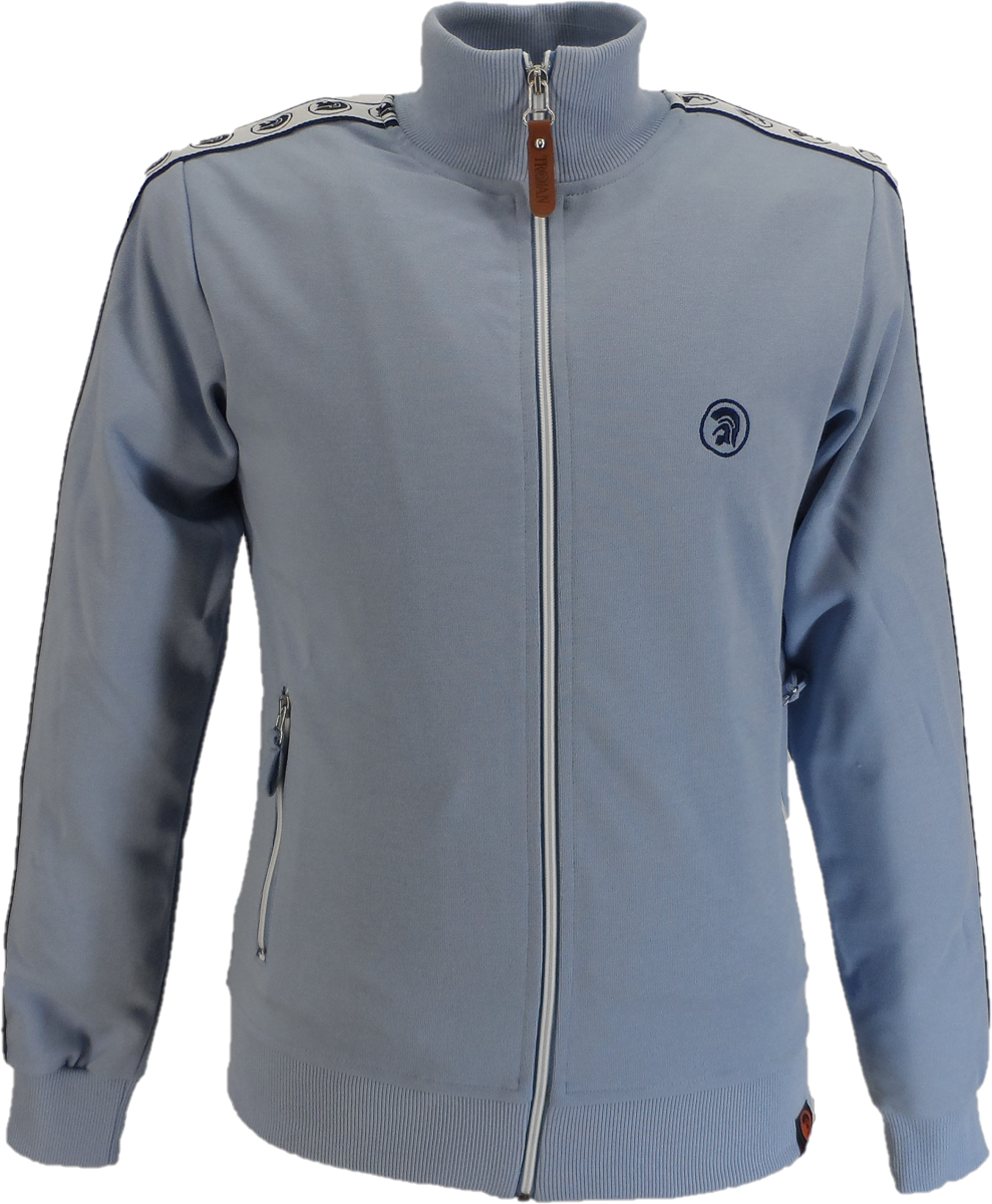 Trojan Records Mens Sky Blue Taped Sleeve Retro Track Tops