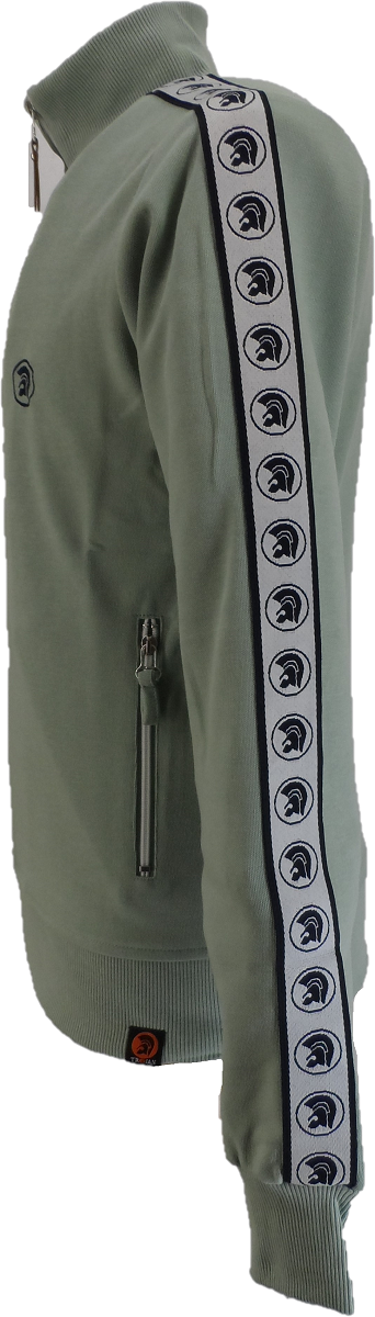 قمصان Trojan ريكوردز للرجال ذات أكمام مسجلة باللون الأخضر المريمية