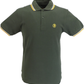 Trojan Records polo verde militar con dos puntas para hombre