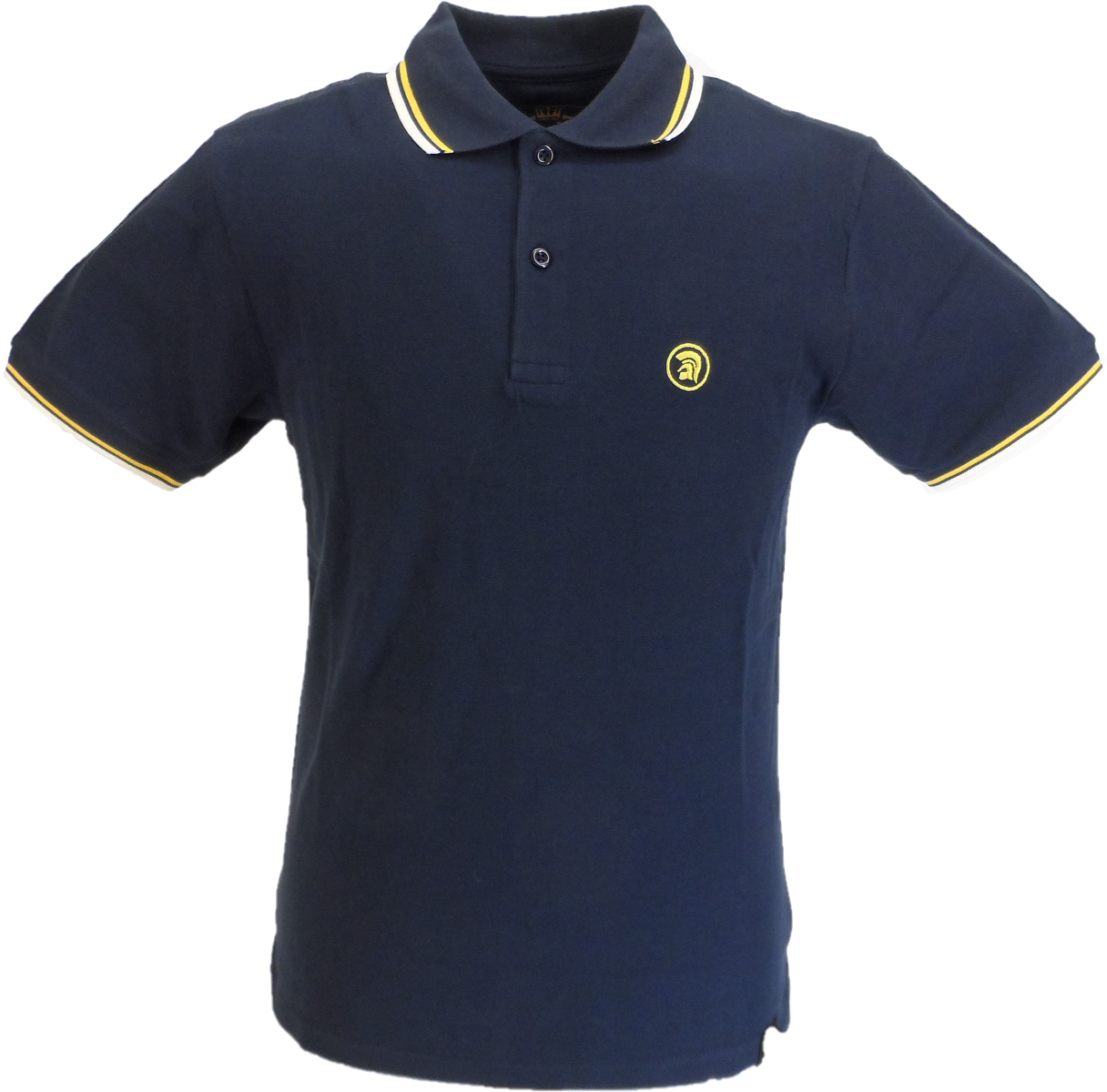 Trojan Records Mens Navy Blue Twin Tipped Polo Shirt