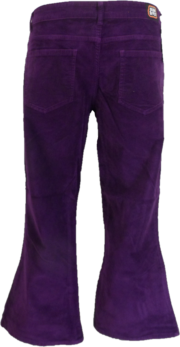 Run & Fly Mens Vintage 60s 70s Retro Purple Bell Bottom Super Flares