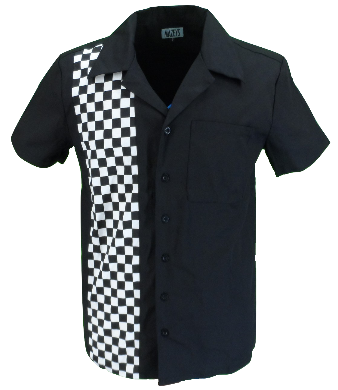 Bowling Shirts روكابيلي باللون الأسود والشطرنج للرجال
