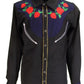 Mazeys Mens Black Western Rose Cowboy Vintage/Retro Shirts