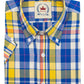 Relco Mens Blue & Yellow Checked Short Sleeved Button Down Shirts