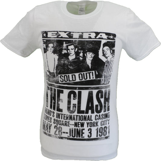 Maglietta ufficiale bianca da uomo di The Clash Bond del 1981