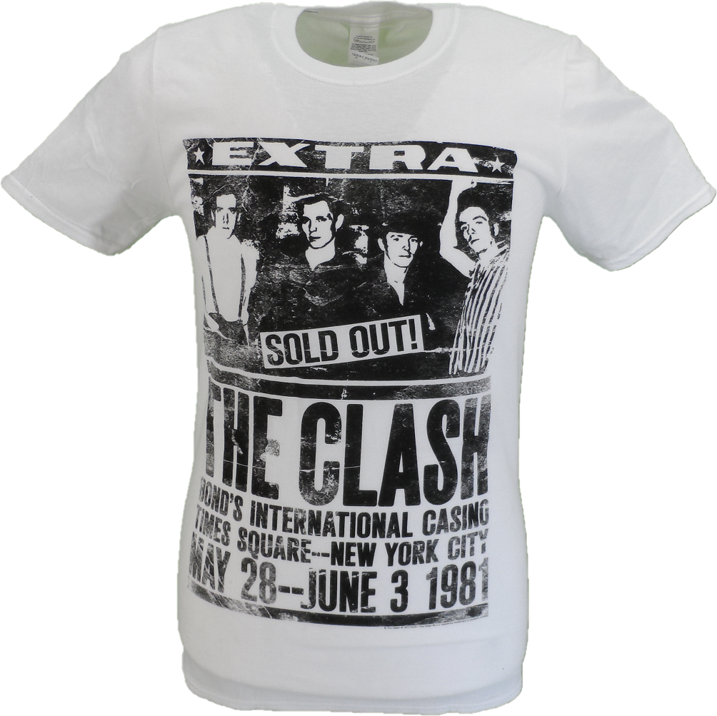 Mens White Official The Clash Bond's 1981 T Shirt