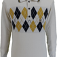 Gabicci Vintage Mens Argyle Cream/Navy/Dijon Knitted Polo