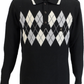 Gabicci Vintage Mens Argyle Black/Cream/Dove Knitted Polo