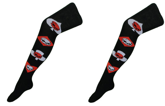 2er-Pack Overknee- Socks mit Totenkopf-Motiv für Damen
