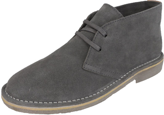 Hush Puppies stivali da deserto da uomo in vera pelle scamosciata grigi con 2 occhielli