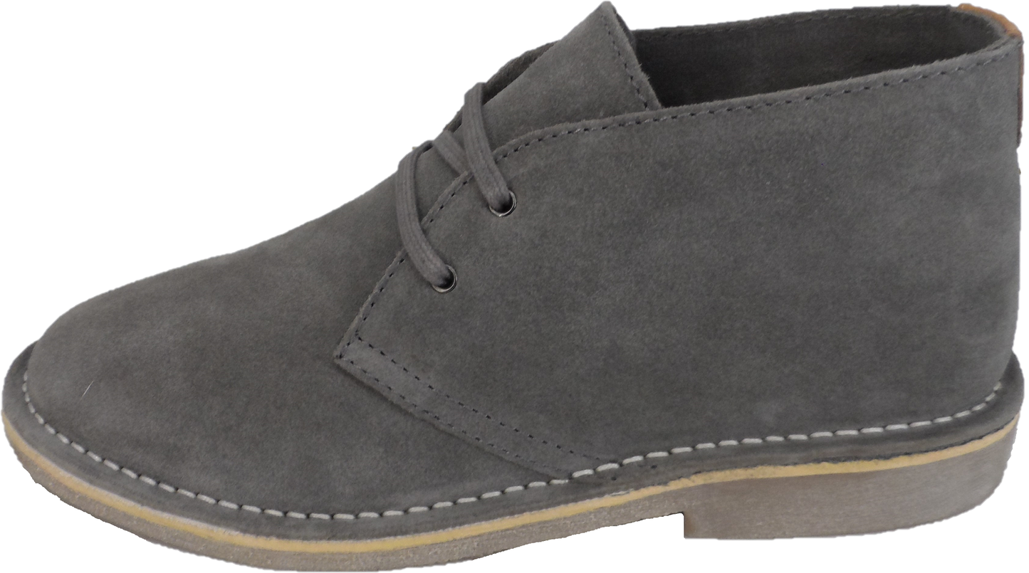 Hush Puppies Mens Grey 2 Eyelet Real Suede Desert Boots