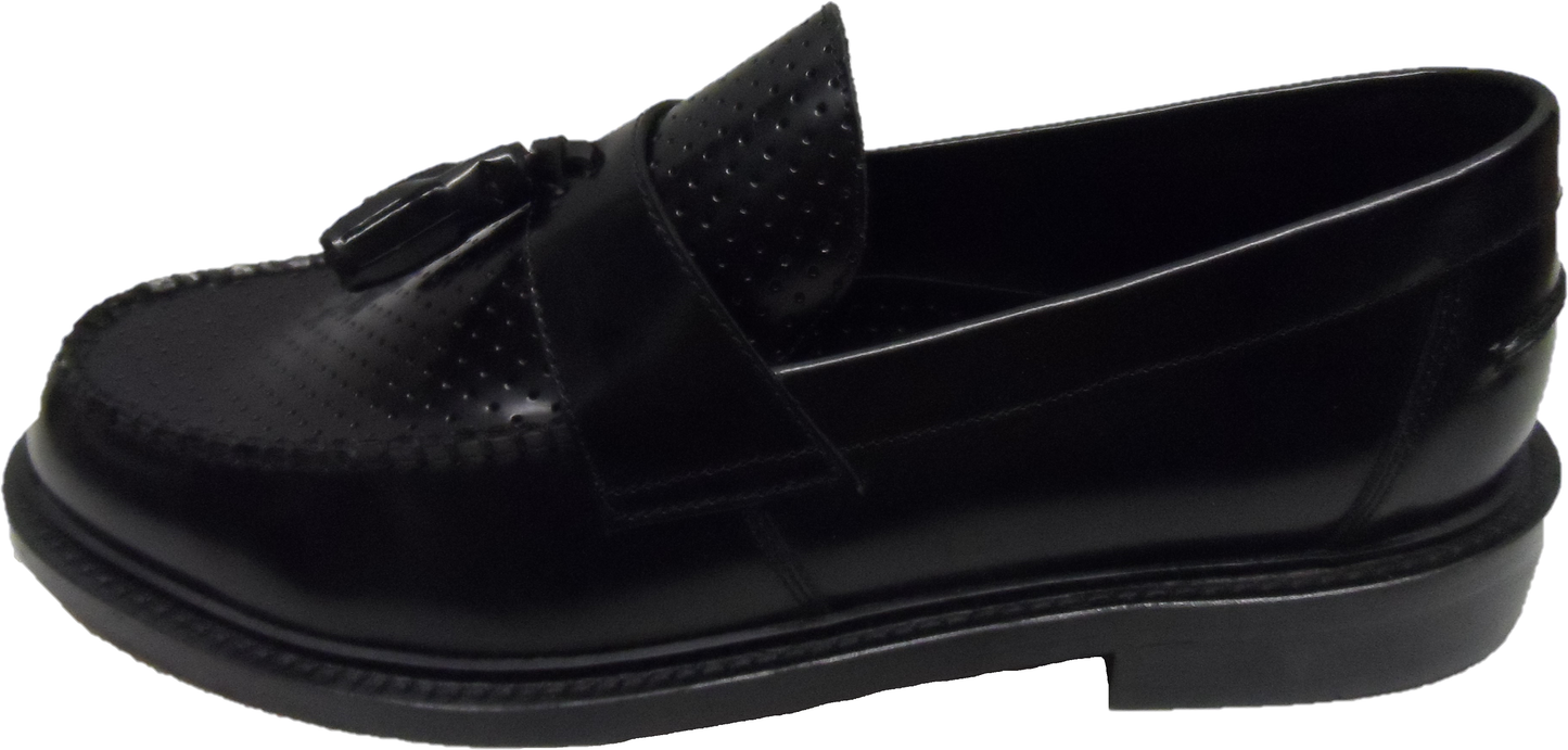 Ikon Original Black Quad Punch Retro,Ska,Northern Soul Tassel Loafers