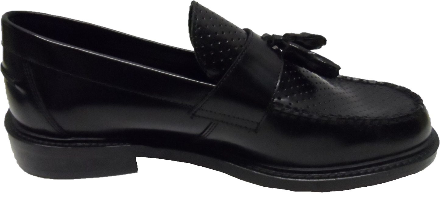 Ikon Original Black Quad Punch Retro,Ska,Northern Soul Tassel Loafers