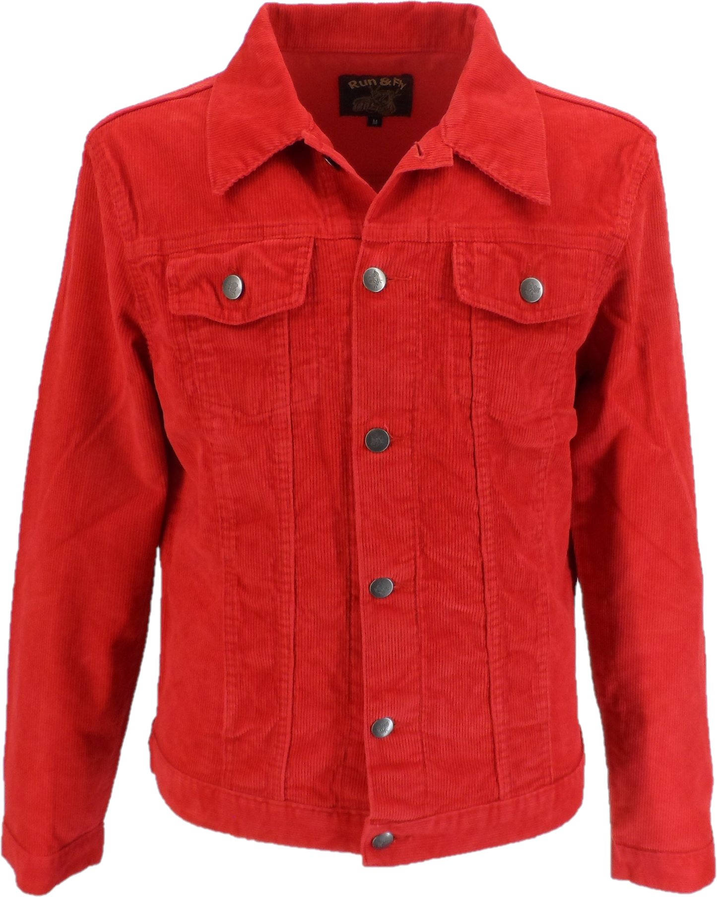 Run & Fly da uomo, giacca da camionista western in cordoncino rosso vintage anni '60