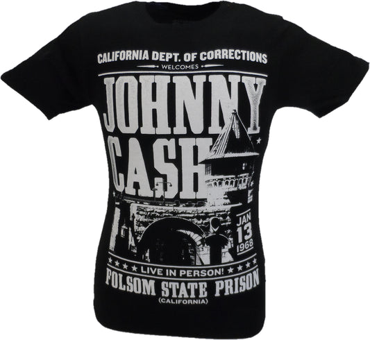 Camiseta oficial negra para hombre Johnny Cash Live at Folsom Prison