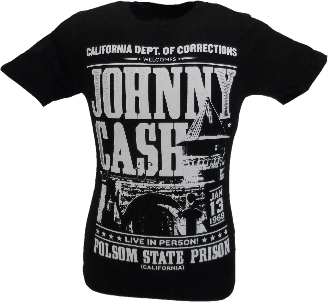 Mens Black Official Johnny Cash Live at Folsom Prison T Shirt