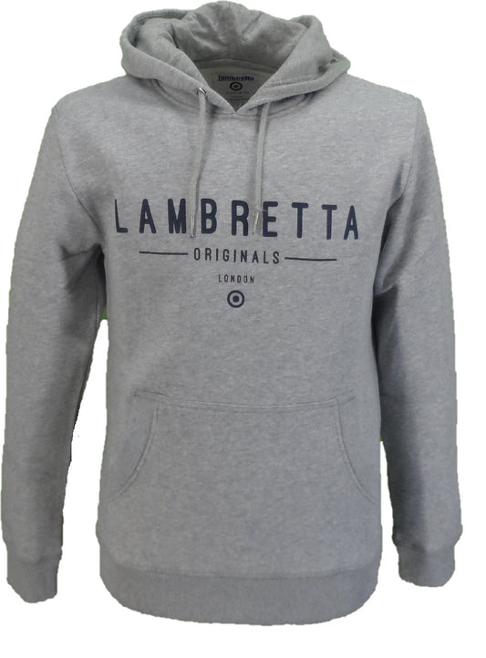 Lambretta Mens Marl Grey Classic Hooded Hoodie Top