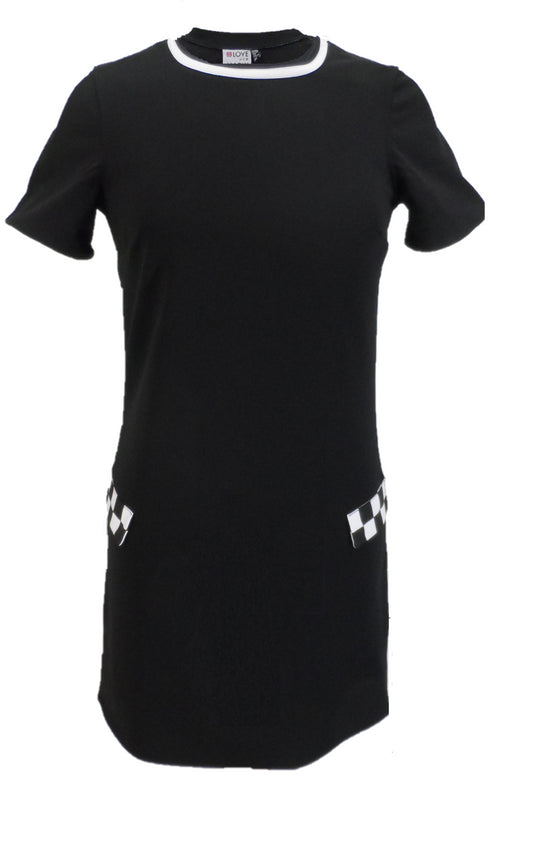 Lhm dames années 60 rétro ska vintage mini robe noire