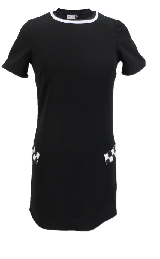 LHM Ladies 60s Retro Ska Vintage Black Mini Dress