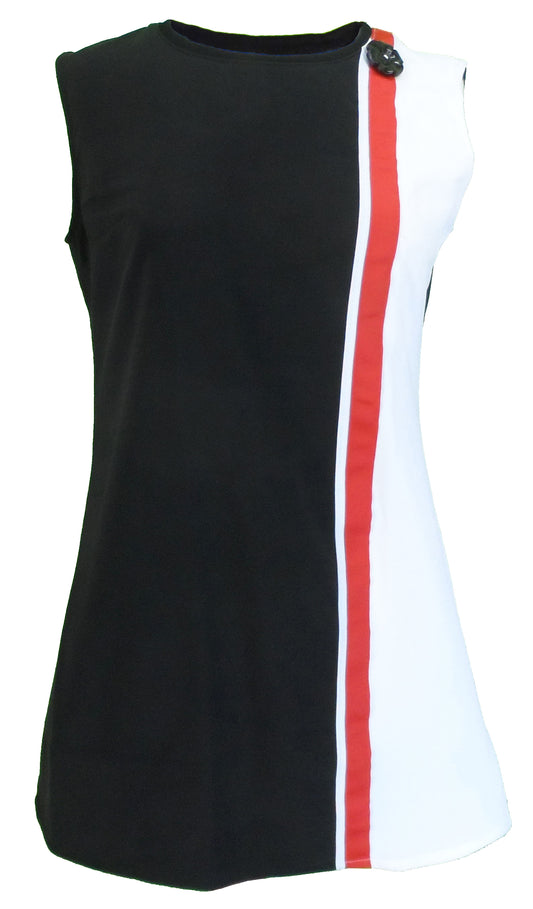 Lhm dames rétro mod vintage noir/blanc/rouge mini robe des années 60