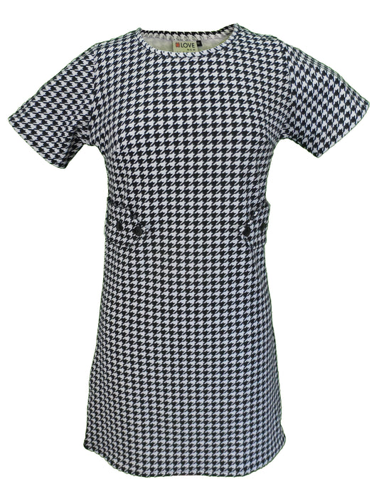 Love Her Madly Damen-Kleid im 60er-Jahre-Retro-Mod-Vintage-Mod-Stil mit Hahnentrittmuster
