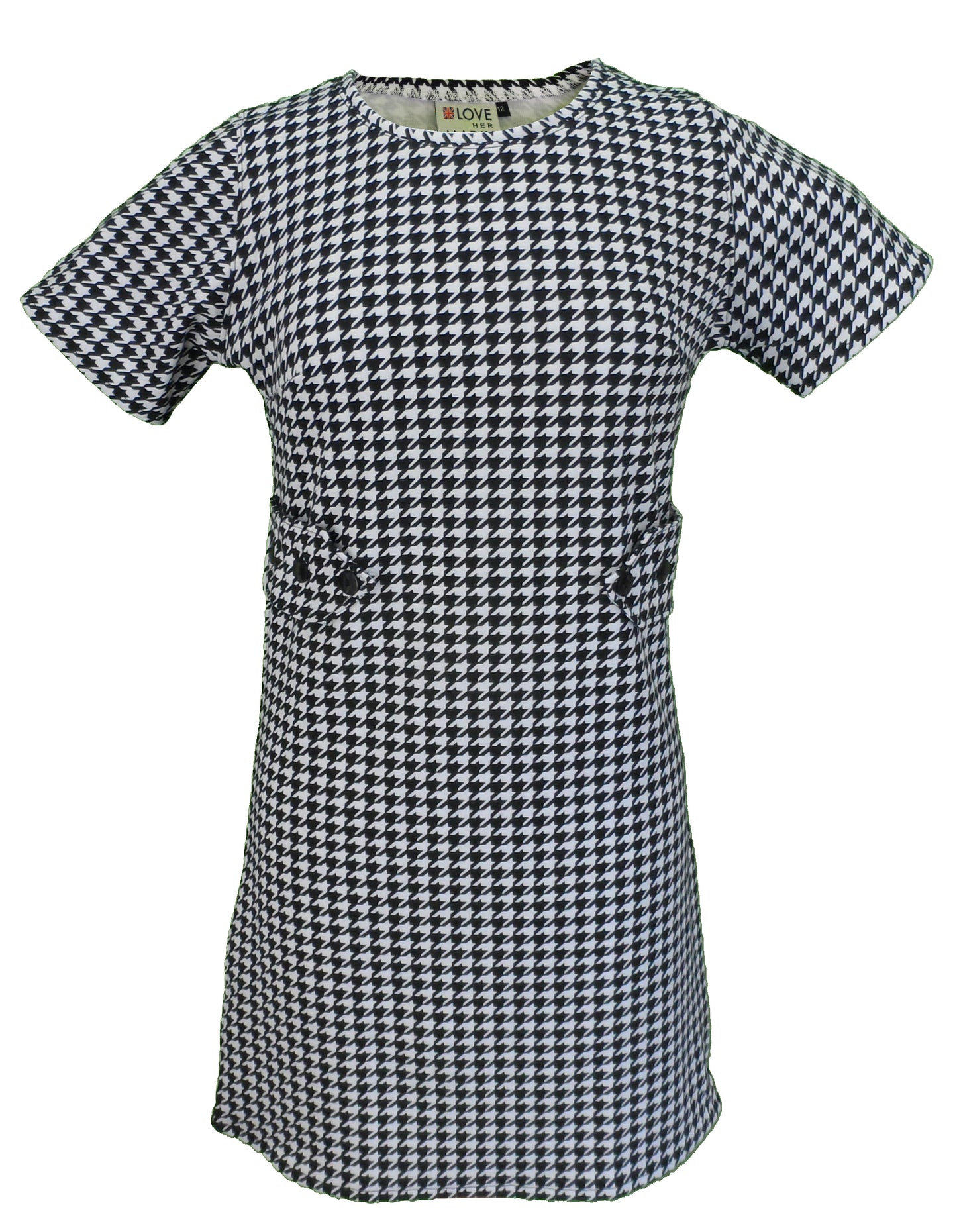 Love Her Madly Ladies 60s Retro Mod Vintage Mod Dogtooth Dress