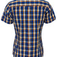 Relco Ladies Retro Blue Check Button Down Short Sleeved Shirts