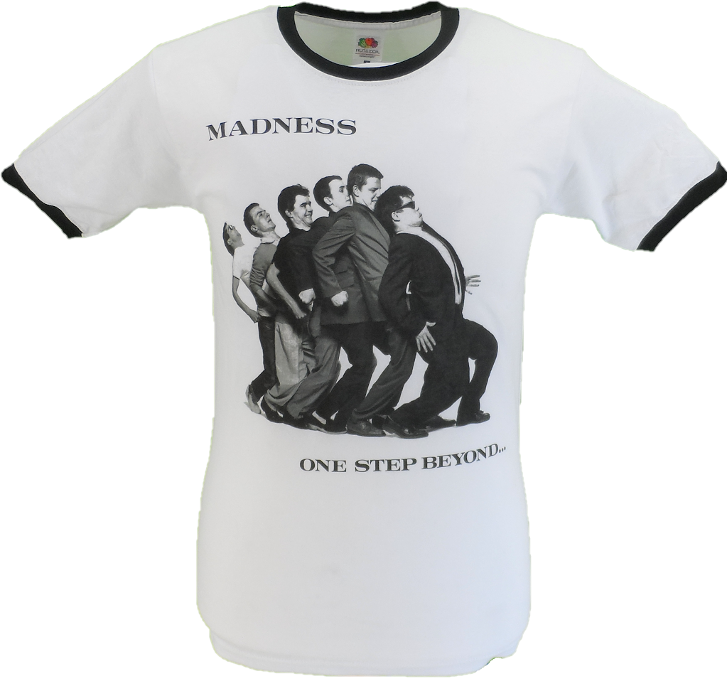 Mens White Official Madness One Step Beyond Ringer T Shirt