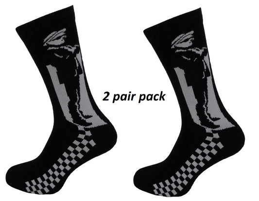 Herren-Socken im 2er-Pack, Ska-Mann-Stil, schwarz, zweifarbig, Retro- Socks