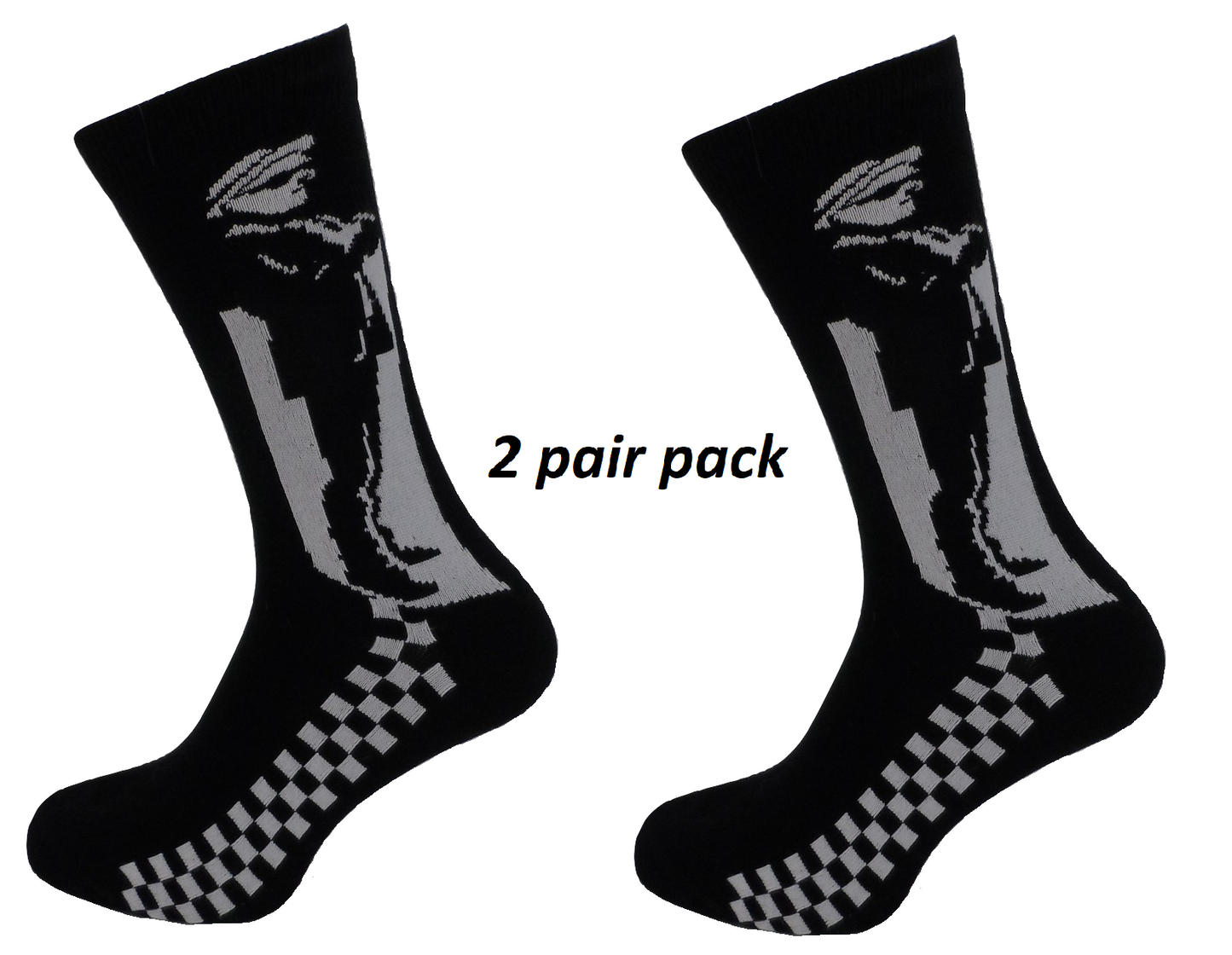 Mens 2 Pair Pack  Ska Man Black 2 Tone Retro Socks