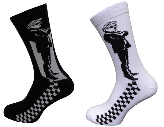 Herren-Socken im 2er-Pack, Multipack, Ska-Man-Stil, 2-Ton-Retro- Socks